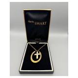 Cross Pendant Necklace, 18-Inch Chain, Gold-Tone with Crystals, 14K HGE