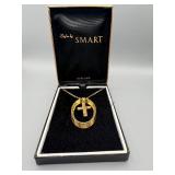 Cross Pendant Necklace, 18-Inch Chain, Gold-Tone with Crystals, 14K HGE