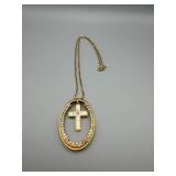 Cross Pendant Necklace, 18-Inch Chain, Gold-Tone with Crystals, 14K HGE