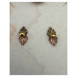 World Famous Black Hills Gold Earrings - Leaf Motif, Made in South Dakota