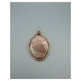 Gold-Tone Wire-Wrapped Brown Cabochon Pendant 2 x 1 inch