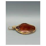 Gold-Tone Wire-Wrapped Brown Cabochon Pendant 2 x 1 inch
