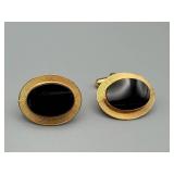 Destino 12K Gold-Filled Cufflinks - Black Oval Cabochons (Pair)
