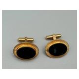 Destino 12K Gold-Filled Cufflinks - Black Oval Cabochons (Pair)