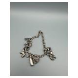 Sterling Silver Charm Bracelet with Animal Charms & Heart Pendant