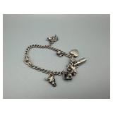 Sterling Silver Charm Bracelet with Animal Charms & Heart Pendant
