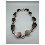 Sterling Silver Smoky Glass Bracelet 16-Inch Crackle Design