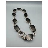Sterling Silver Smoky Glass Bracelet 16-Inch Crackle Design