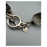 Sterling Silver Smoky Glass Bracelet 16-Inch Crackle Design