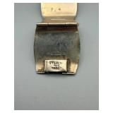 Sterling Silver Taxco Onyx Bracelet - Five-Segment Cuff with Engraved Panels