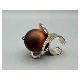 Wooden Bead Ring in Silver Cage - Narikka Finland Origin