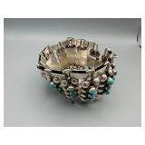 Sterling Silver Turquoise Bead Bracelet - Made in Mexico