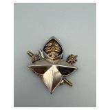 Lapel Pin - Hooded Figure Star Emblem - Silver Tone