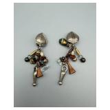 Robert Rose Earrings - Clip-On Beaded Dangle Charms