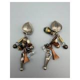 Robert Rose Earrings - Clip-On Beaded Dangle Charms
