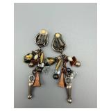 Robert Rose Earrings - Clip-On Beaded Dangle Charms