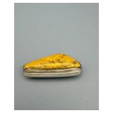 Brooch with Yellow Cabochon Stone in Sterling Silver