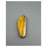 Brooch with Yellow Cabochon Stone in Sterling Silver