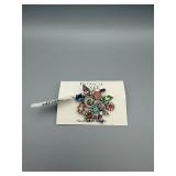 Patricia Brooch - Handmade in Africa, Multicolor Gem Swirl with Crystals (New with Tags)
