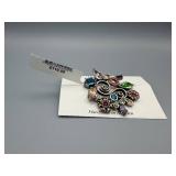 Patricia Brooch - Handmade in Africa, Multicolor Gem Swirl with Crystals (New with Tags)