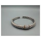 Judith Ripka 925 Silver CZ Bracelet - Rope Twist Center (Thailand)