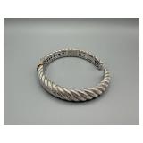 Judith Ripka 925 Silver CZ Bracelet - Rope Twist Center (Thailand)