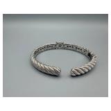 Judith Ripka 925 Silver CZ Bracelet - Rope Twist Center (Thailand)