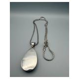 Sterling Silver Teardrop Pendant Necklace - Mother-of-Pearl Inlay - Indonesia 925