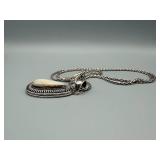 Sterling Silver Teardrop Pendant Necklace - Mother-of-Pearl Inlay - Indonesia 925