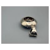 Blue Round Gem Pendant - Silver Halo with Leaf Motif, Bezel Set