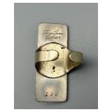 Jorgen Jensen Pewter Ring Denmark - Red Glass Cabochon Bezel