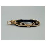 Pendant - Black Onyx Oval with Gold-Tone Wire-Wrapped Setting