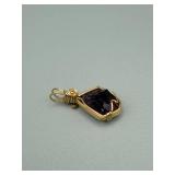 Amethyst Pendant - Gold-Tone Wire-Wrap