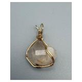 Quartz Crystal Pendant with Gold-Tone Wire Wrap