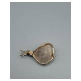 Quartz Crystal Pendant with Gold-Tone Wire Wrap