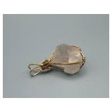 Quartz Crystal Pendant with Gold-Tone Wire Wrap
