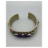 Mexican Sterling Silver Bracelet - Blue Cabochon Stones