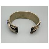 Mexican Sterling Silver Bracelet - Blue Cabochon Stones