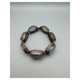 Bracelet - Silver-Tone Filigree Oval Cabochon Stones, Multi-Colored