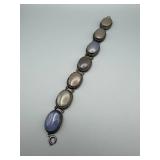 Bracelet - Silver-Tone Filigree Oval Cabochon Stones, Multi-Colored