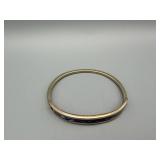 Bracelet - Gold-Tone Bangle with Purple Enamel Inlay and Iridescent Accent Pattern