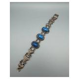 Silver Bracelet With 3 Turquoise Cabochons - Southwestern Style