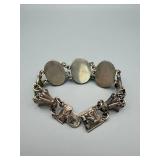 Silver Bracelet With 3 Turquoise Cabochons - Southwestern Style