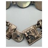 Silver Bracelet With 3 Turquoise Cabochons - Southwestern Style