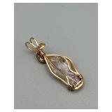 Gold Wire-Wrapped Crystal Pendant - Not Tested for Gold