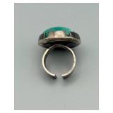 Ring - Finland 830 Silver with Teal-Green Agate Cabochon