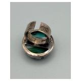 Ring - Finland 830 Silver with Teal-Green Agate Cabochon