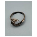 Vintage Silver Serpent Ring with Rope-Wrapped Head
