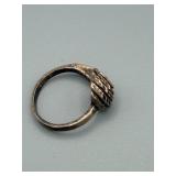 Vintage Silver Serpent Ring with Rope-Wrapped Head