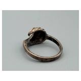 Vintage Silver Serpent Ring with Rope-Wrapped Head